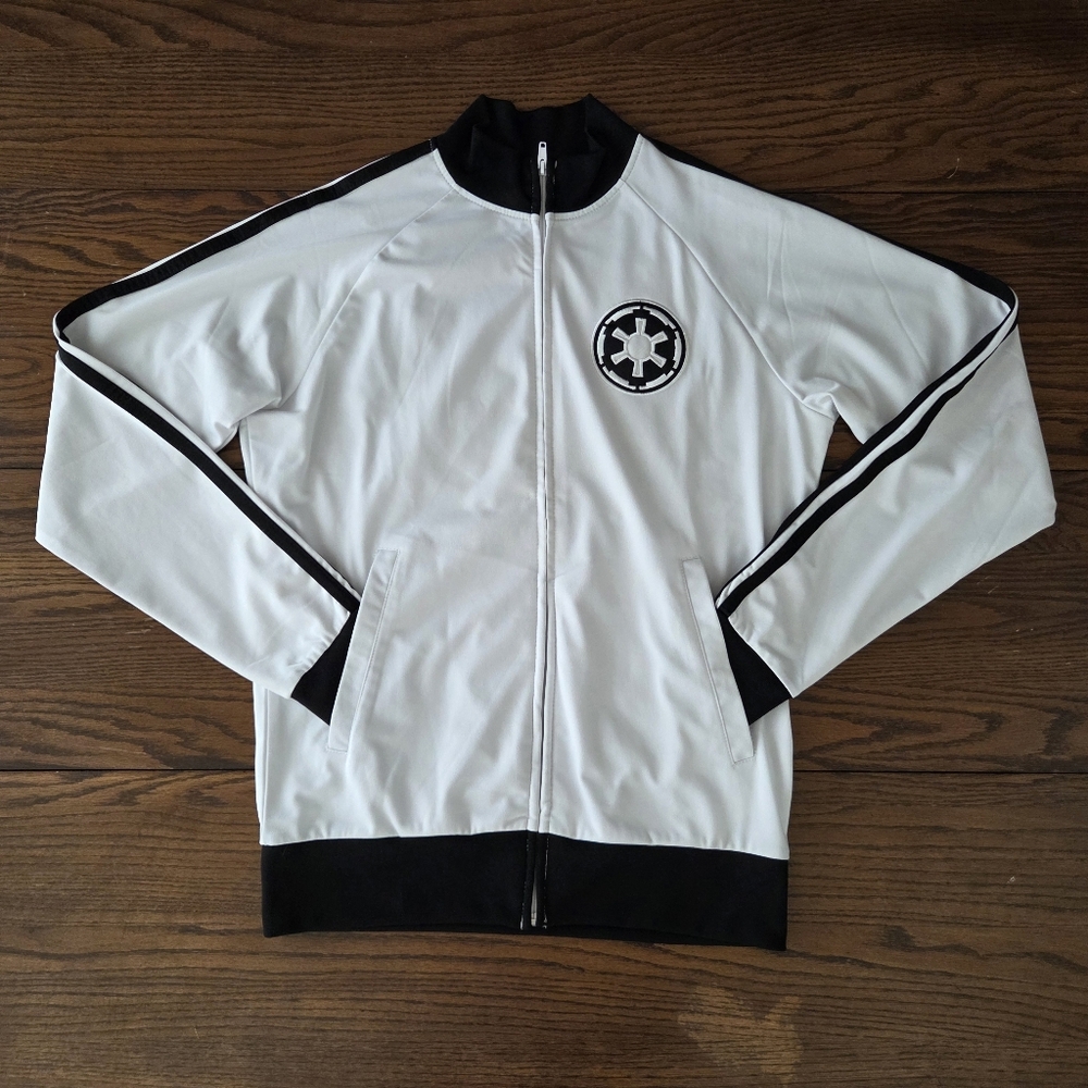 Star Wars Empire Imperial Dark Side Track Jacket Sz Sm White w/Black Stripes EUC